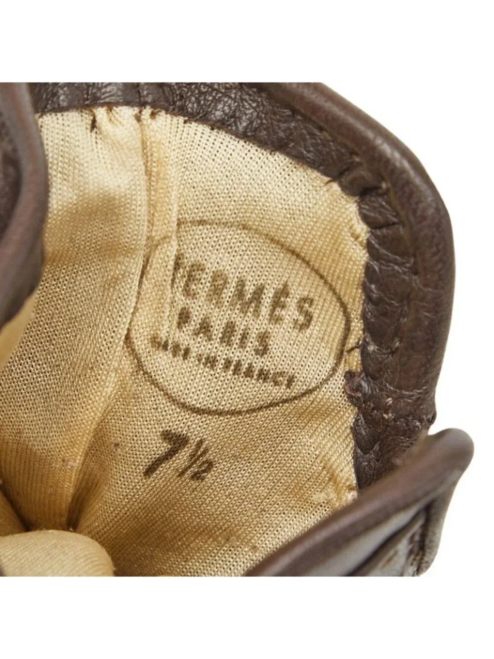 Hermes Chaine D'ancre Gloves 7.5 Brown Leather